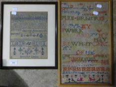 Two framed and glazed samplers