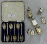 A cased set of silver coffee spoons, Sheffield 1932, Walker & Hall,