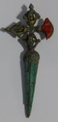 A turquoise mounted ceremonial type dagger