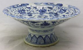 A Chinese blue and white porcelain pedestal bowl