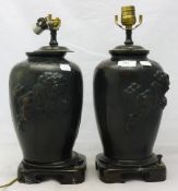 A pair of bronze dog-of-fo lamps