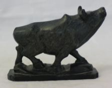 A carved hardstone model of a bull