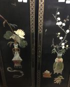 Two Oriental hardstone mounted panels