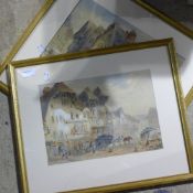 J D WEST (19th century), Town Scene, watercolour, dated 1881,