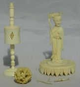 A 19th century carved ivory puzzle ball,