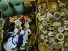 Two boxes of miscellaneous china, including crested ware, etc.