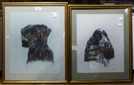 SHEENA McCALL, Two Dog Portraits, pastels, signed,