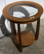 A Nathan blonde teak glass inset side table