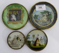 Four 19th century French boxes and covers,