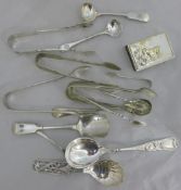 A quantity of silver plated teaspoons, salt spoons, mustard spoons, sugar nips,