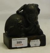 A Chinese bronze seal formed as an elephant