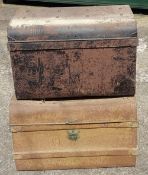 Two tin trunks