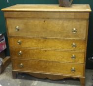 A Victorian birds eye maple secretaire chest