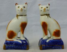 A pair of Staffordshire type cats