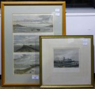 A print of Ely cathedral, together with a print 'The Flood in the Fens',