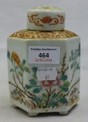 A Chinese hexagonal porcelain tea caddy