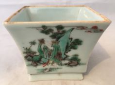 An 18th/19th century Chinese famille verte porcelain vase Of flared square section,