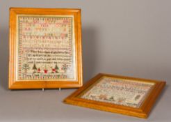 Two Victorian samplers Each typically worked, one by Maria Clark, December 20th 1855, Aged 12,