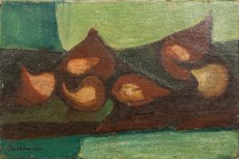 ZDZISLAW RUSZKOWSKI (1907-1991) Polish (AR) Still Life of Onions Oil on canvas Signed 44.5 x 29.