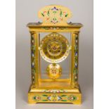 A 19th century enamel decorated gilt cased four glass regulator mantel clock The domed case