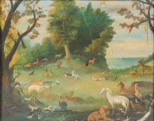 17th CENTURY FLEMISH SCHOOL STYLE Fauna in Landscape Oils on copper 52.