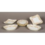 A Cauldon porcelain fruit service Comprising: a pair of lozenge shaped dishes,