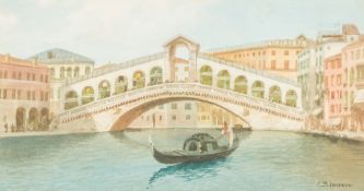 EUGENIO BENVENUTI (1881-1959) Italian (AR) Venetian Scenes Watercolours Signed 31 x 16.