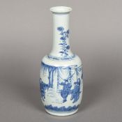 A Chinese blue and white porcelain vase The tall neck decorated with foliate sprays,