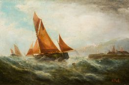 OCTAVIUS T CLARK (1850-1921) British Shipping in Choppy Waters Oil on canvas Signed 60 x 39.