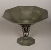 JUST ANDERSON (1884-1943) Danish An Art Deco hammered pewter tazza The octagonal bowl supported on