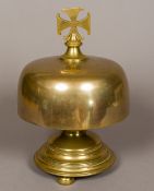 A 19th century brass church alter bell Of domed form,