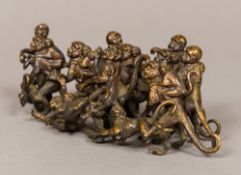 A late 19th century cold painted bronze animalier group Formed as an extensive troupe of monkeys.