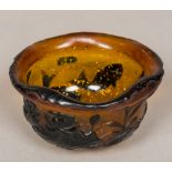 A Chinese Peking cameo glass bowl Decorated with fish amongst lily pads,