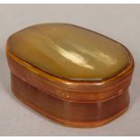 An 18th/19th century snuff box, possibly rhino horn Of rounded rectangular form,
