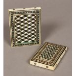 A 19th century Vizagapatam ivory and ebony card case Of typical flattened rectangular form;