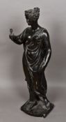 HUMPHREY HOPPER (1765-1844) Classical Maiden Holding a Wreath Bronzed plaster figural lamp The