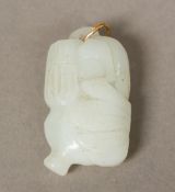 A Chinese mutton fat jade pendant Of carved double gourd form. 4.5 cm high.