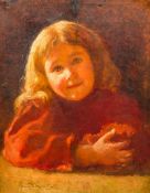 After FRANZ WIESENTHAL Portrait of a Young Girl Oil on canvas Bears signature 38 x 48 cm,