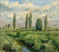 ROBERT HARRISON (20th century) (AR) Figures in Landscape Oil on canvas Signed and dated 69 45 x 39.