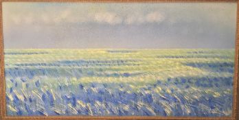 ROBERT HURDLE (20th century) British Cornfield Oil on canvas Signed 150.5 x 74.