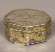 A Japanese gilded and plated box and cover Of octagonal form,