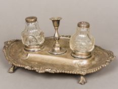 A Victorian silver desk stand, hallmarked Sheffield 1881, maker's mark of Martin Hall & Co.