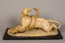 Attributed to ANTOINE-LOUIS BARYE (1795-1875) French Python Attacking a Tiger Plaster mounted on an