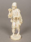 A 19th century Dieppe ivory figure Formed as a tramp,