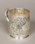 An early 18th century silver mug, hallmarked Exeter, possibly 1727,