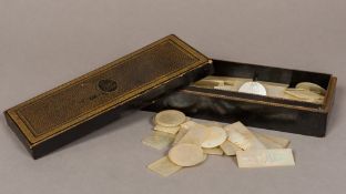 A large collection of 19th century Chinese mother-of-pearl gaming counters Various shapes and sizes,