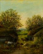 HENRI FOLLENFANT (19th/20th century) French The Farmstead Oil on canvas Signed 40 x 50.