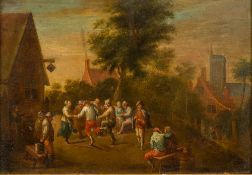 Attributed to THEOBALD MICHAU (1676-1765) Flemish Figures Dancing and Making Merry Outside a