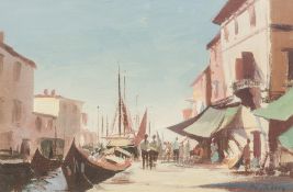 ROY PETLEY (born 1950) British (AR) Venetian Scene Oil on board Signed 44 x 29 cm,