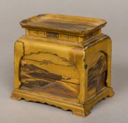A small 19th century Japanese lacquered box and cover The removable cover with tray top section